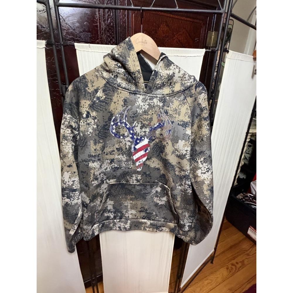 Predator WFS Men's Large Digital Camo Deer American Flag Hunting Hoodie